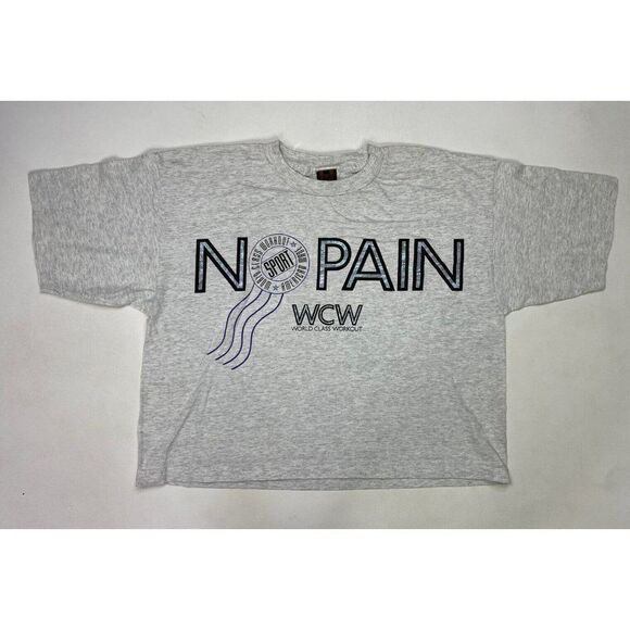 VINTAGE No Pain No Gain World Class Cropped T-shirt Women XL 90s Single Stitch - Picture 1 of 7